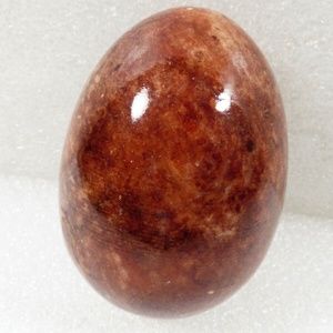 Hand carved mineral brown rusty red Marble Alabaster Rock stone decorative Egg